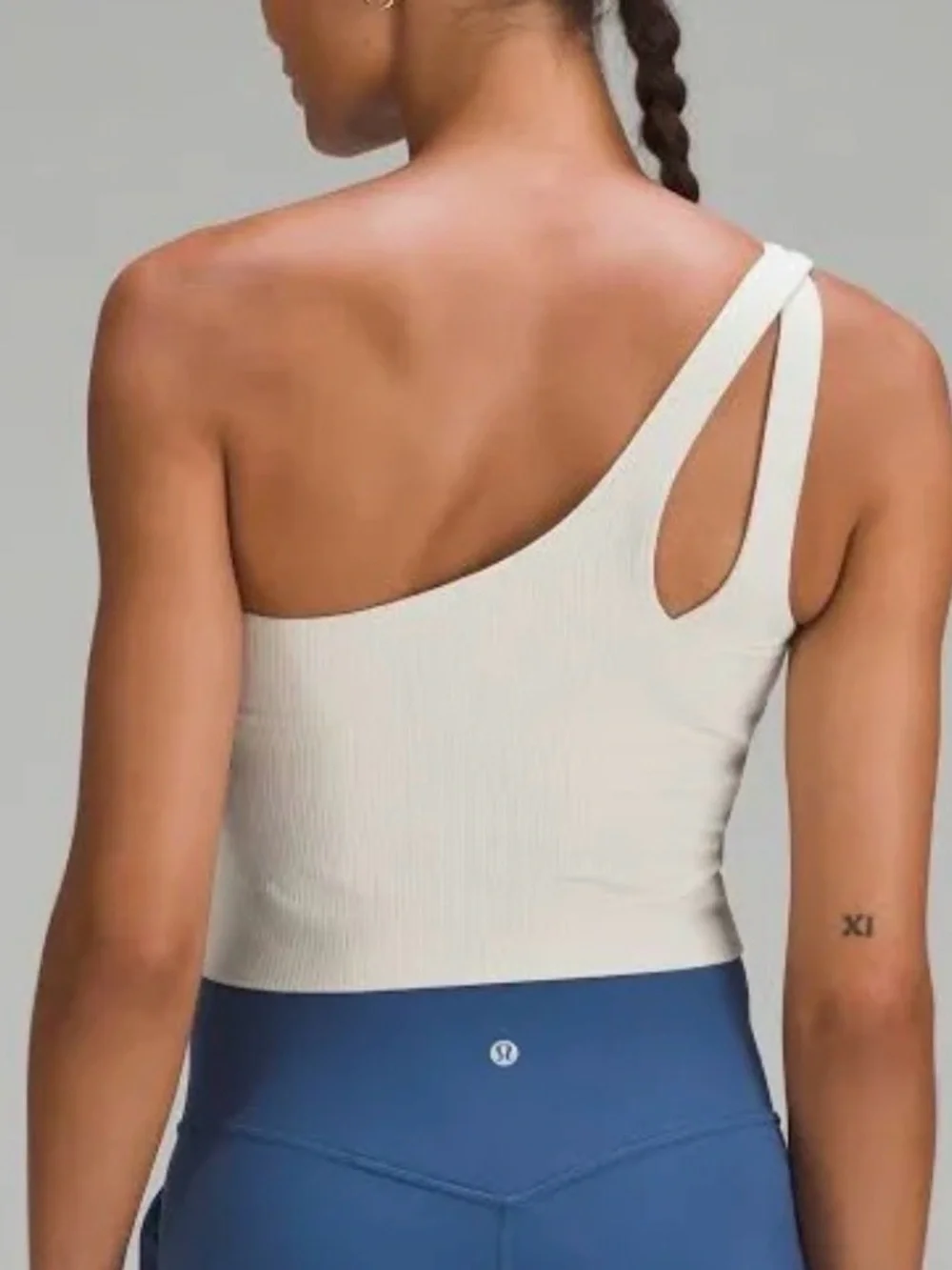 Lululemon One-Shoulder off White Ribbed Crop Top - Women